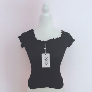 babydoll lolita black smock crop top